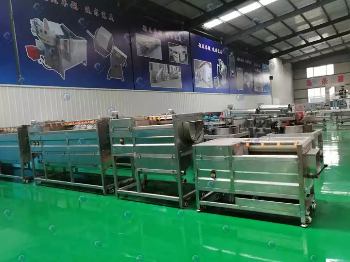 Potato cleaning machine in factory